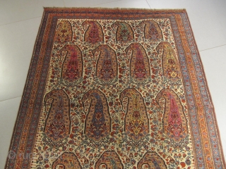 ref: S413 / KHAMSEH PERSIAN ANTIQUE RUG 19TH CENTURY   , BOTEH DESIGN PERFECT CONDITION 
size: 1.95 X 1.40  /  6' X 4'       