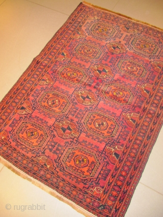 ref: S174 /  Boukhara Turkmen antique rug, 19th century, perfect condition
size: 120 X 085  /  3' X 2'            