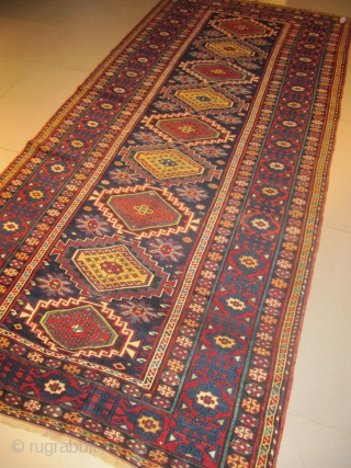 ref: 649 /  Kazak-Gendje-Caucasian rug, 20th century, perfect restored condition
size: 335 X 150  /  10' X 4'             