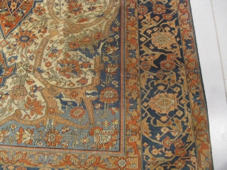 aa) Mohtashan Kashan Persian antique rug, 19th century,a few well done repairs .
size: 200 X 135  /  6' X 4'           