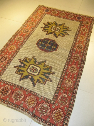 ref: S189 /Kuba Gymil Caucasian antique rug, 19th century, perfect condition
size: 185 X  110  /  6' X 3'            