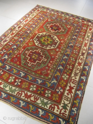 ref: S259 / Kazak Moghan Caucasian antique rug, 19th condition, perfect condition.
size: 225 X 160  /  7' X 5'            