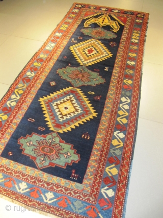 ref: S537 / Karabagh-Shousha-Caucasian antique rug, 20th century, perfect repaired condition
size: 295 X 125  /  9' X 4'             