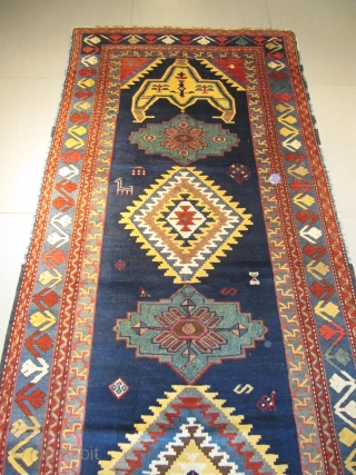 ref: S537 / Karabagh-Shousha-Caucasian antique rug, 20th century, perfect repaired condition
size: 295 X 125  /  9' X 4'             