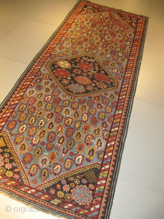 ref: 651 / Kuba Baku Khilla Caucasian antique rug, 19th century, perfect condition
size: 281 x 120  /  9' X 3'           