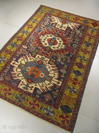 ref: 685 /Kuba Zeijwa Caucasian antique rug, 19th century, perfect condition
size: 175 x 130  /  5' X 4'             