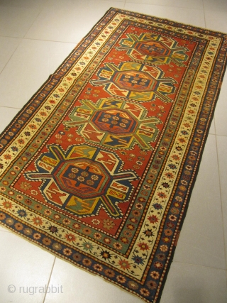 ref: S204 / Karabagh sun birds Caucasian antique rug, perfect condition, 19th century
size: 225 X 125  /  7' X 4'           