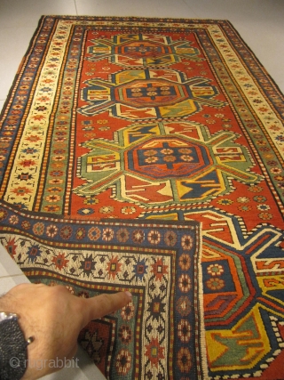 ref: S204 / Karabagh sun birds Caucasian antique rug, perfect condition, 19th century
size: 225 X 125  /  7' X 4'           