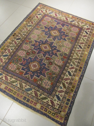 Ref: S296 / Kuba Lesghi Caucasian antique rug, 19th century, perfect restored condition
size: 150 X 115  /  4' X 3'
           