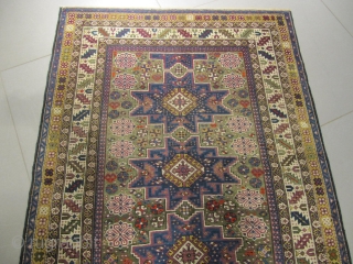 Ref: S296 / Kuba Lesghi Caucasian antique rug, 19th century, perfect restored condition
size: 150 X 115  /  4' X 3'
           