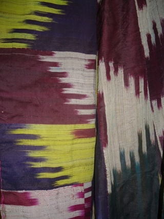 Antique silk ikat farange. Late 19th century.                          