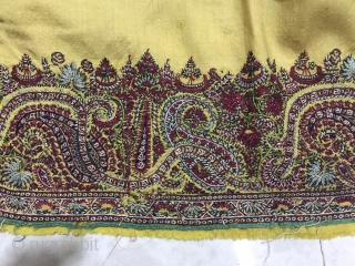 Antique Kerman embroidery with peacocks good condition.  It measures  5 feet’s long 3 feet’s wide.
                