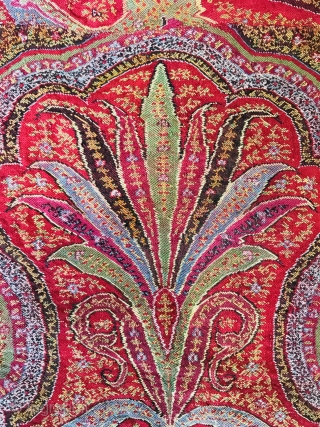 Antique Kashmir shawl in very good condition bright in colours fine weaving. Measures 180cm by 180cm                 