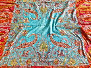 Exceptional Indian kashmir shawl 1850 century Sikh period  in very good condition and beautiful colours.  Just few tiny moth holes on centre except that the shawl is perfect. it measure  ...