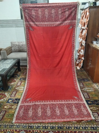 Exceptional antique kashmir shawls in excellent condition it measures 116 inches  by 53 inches . 9.8 feet long 4.5 feet wide 
Beautiful colours 
Ask for the price     