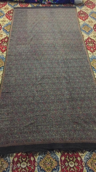 Antique kashmir jamawar shawl black very good condition size 104 inches by 48 inches . 8.9 feet long by 4 feet wide           