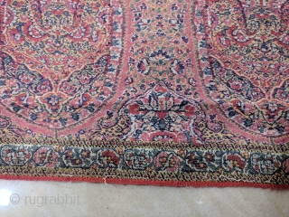 Extremely rare antique kashmir shawl. It has a figures of leopard and birds all around shawl.its a great peace but unfortunately it has been cut from the centre so its a half  ...