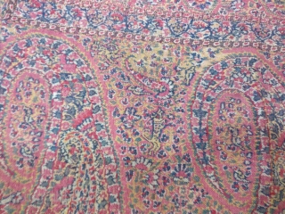 Extremely rare antique kashmir shawl. It has a figures of leopard and birds all around shawl.its a great peace but unfortunately it has been cut from the centre so its a half  ...