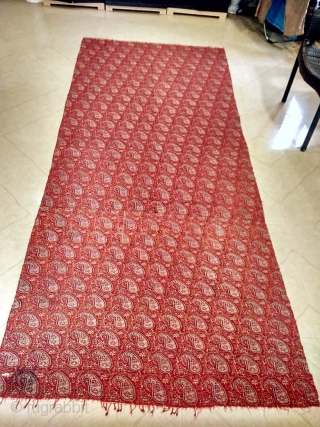 Exceptional antique kashmir jamavar shawl circa 1800 In very good condition. Fine colours Some  of moth holes but easy to repair.
Size 8.5 feet long and 4 feet wide
    