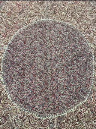 Rare antique Kashmir moon shawl Chandar dated 1800 in stunning good condition. 
It measures 175 cm by 170 cm. 
FOR SALE ASK PRICE. 
Thanks         