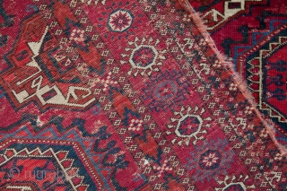 Tekke khali is very nice, old 120 or 130 years, big 134 x 238 cm, damage yes, very fine carpet.             