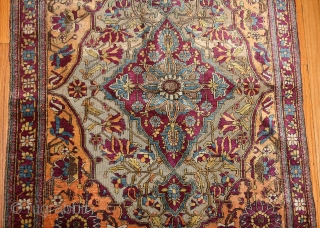 Pair of Antique Persian Mohtashem Kashan Rug 47047 - 47048, Size: 2' x 2'8", Origin: Persia, Circa: Last Quarter of the 19th Century - These marvelous antique Persian Mohtashem Kashan rug  feature robust colors,  ...