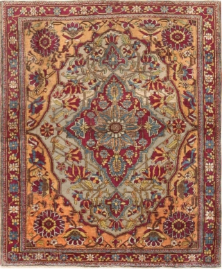 Pair of Antique Persian Mohtashem Kashan Rug 47047 - 47048, Size: 2' x 2'8", Origin: Persia, Circa: Last Quarter of the 19th Century - These marvelous antique Persian Mohtashem Kashan rug  feature robust colors,  ...