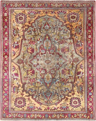 Pair of Antique Persian Mohtashem Kashan Rug 47047 - 47048, Size: 2' x 2'8", Origin: Persia, Circa: Last Quarter of the 19th Century - These marvelous antique Persian Mohtashem Kashan rug  feature robust colors,  ...