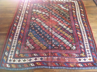 South Persian Lori, nice square size,great rich colors, worthy of restoration 5'-8"x6'-7" Allready given a bath by Bob Mann.  Bendas Rugs Saint Louie USA. PRICE REDUCED! $750 US    