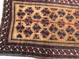 Camel Belouch ,I like this, nearly full pile,great purple. Has a few knots missing, and a ding on one corner. Clean, could be restored for very low bucks, if you need to  ...