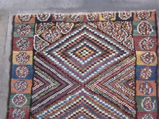 Persian gabbeh, ?Luri,  about 4 by 7 ft, with reduced ends                     