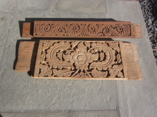 
Northern Thailand : Five wooden panels taken from ox-drawn farming carts. Some with residual paint                  