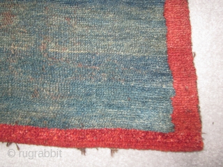 Tibetan, small khaden, attractive abrashed indigo ground, good red, before 1900                      