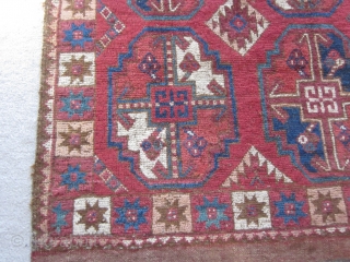 Uzbek rug, mid-19th C.,37 by 79 inches, attractive color palette, distinct rural/provincial feel to the weaving                 