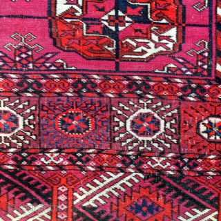 Antique fine Tekke Turkmen Turkoman Main Carpet good condition rug 4'1" x 5'4"
Here is a beautiful Tekke Turkmen, Turkoman Main Carpet from Central Asia. This rug measures 4’1” x 5’4”. In medium  ...