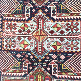 ANTIQUE GOLDEN AKSTAFA SHIRVAN CAUCASIAN  RUG #Collection DC, 3'11" x 6'1" ( 120 cm x 185 cm)

   Exceptional Size (4' x 6') ( 120 x 190 cm)

    ...