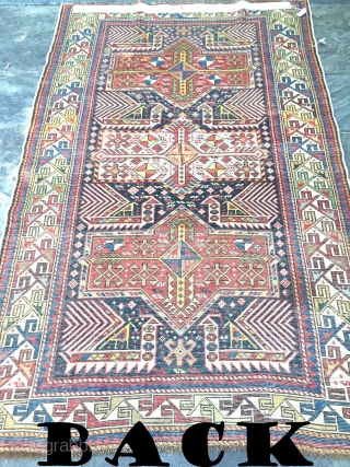 ANTIQUE GOLDEN AKSTAFA SHIRVAN CAUCASIAN  RUG #Collection DC, 3'11" x 6'1" ( 120 cm x 185 cm)

   Exceptional Size (4' x 6') ( 120 x 190 cm)

    ...