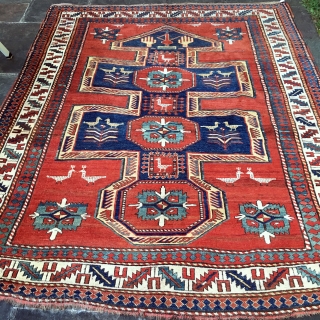 Antique Kazak Shield Prayer Rug, Full Pile 6'1" x 7'8", Super Rare Collectible
This type of rug is documented in Jimmy Keshishian's "Inscribed Armenian Rugs of Yesteryear." Jimmy labeled them "Shield" Design Kazaks  ...