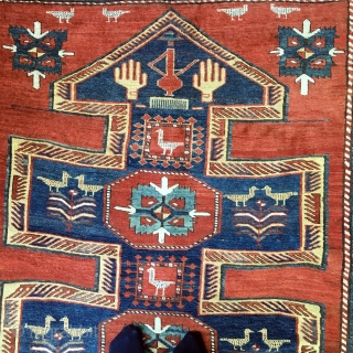 Antique Kazak Shield Prayer Rug, Full Pile 6'1" x 7'8", Super Rare Collectible
This type of rug is documented in Jimmy Keshishian's "Inscribed Armenian Rugs of Yesteryear." Jimmy labeled them "Shield" Design Kazaks  ...