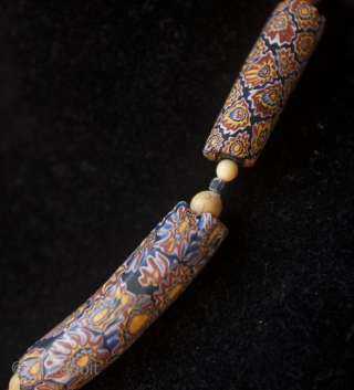 Old Berber pure chased silver and brass kitab from Ida ou Semlal, Anti Atlas, Morocco with 1850 Millefiori trade glass beads from Venice, old amazonite beads from Sahara and old coral, little  ...