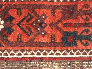Delicious Belouch (Baluch) main carpet. Don't know why but I'm not really found of the spelling "Baluch"...? Oh well, to each their own. Anyway, here is a killer 100+ year old tribal  ...