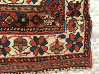 Gorgeous Afshar rug - ca.1880, 63" - 54"
Solid, saturated color. Solid weave, medium pile, a few lower spots. All original. One or two areas where it was stitched to reenforce sometime in  ...