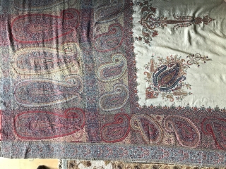 Stunning Kashmir Long Shawl - early/mid 19th c. Super fine, Incredibly good condition. If you know these shawls then you know what you are looking at.       