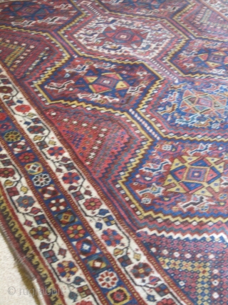 Classic Khamseh rug  ca. 1900 - 4'.8" x 5'.10" Wonderful natural color. Good even pile with glossy wool.  All original with no repairs or damage. Clean.     