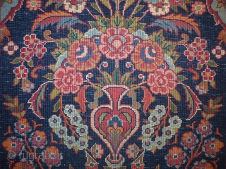 Kashan pushtie with fine tight weave, 64x54cms, early 20th c. excellent original condition.                    