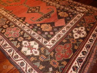 Kurdish piled runner from Sanandag(Senneh) area, 342x134cms, excellent condition with overall even pile and no loss to ends, nice range of all natural colours, interesting central dagger(?) motifs.     