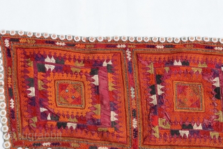 Spectacular antique textile embroidered by women of the Serkhart Baluch tribe (literally Baluch from the Border). The stitch in the embroidery is so small that it was probably made with a magnifying  ...