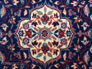 Kashan pushti, 77x57cms, tightly woven, well drawn, floral piece, very good condition with one small area of damaged low pile to one corner (see photo, recently washed with good result.   