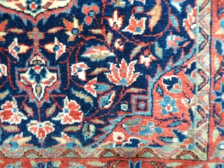 Kashan pushti, 77x57cms, tightly woven, well drawn, floral piece, very good condition with one small area of damaged low pile to one corner (see photo, recently washed with good result.   