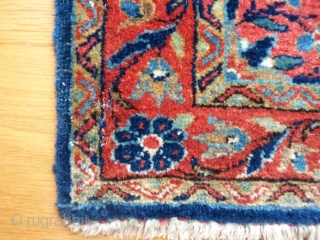 Kashan pushti, 77x57cms, tightly woven, well drawn, floral piece, very good condition with one small area of damaged low pile to one corner (see photo, recently washed with good result.   